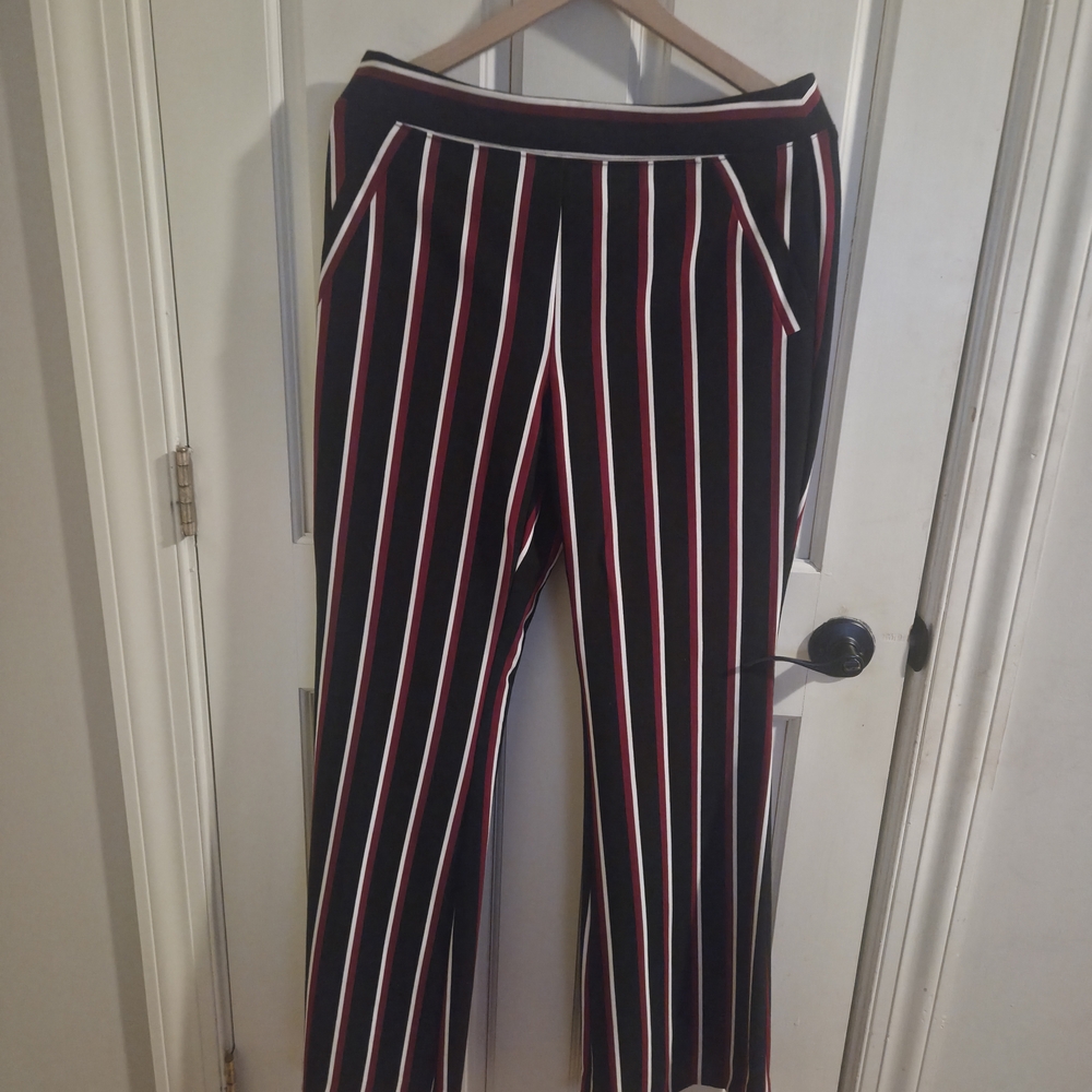 INC International Concepts Black and Red Striped Wide Leg Pants